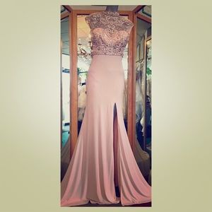 Petal Pink Jewel Neckline Prom Dress
